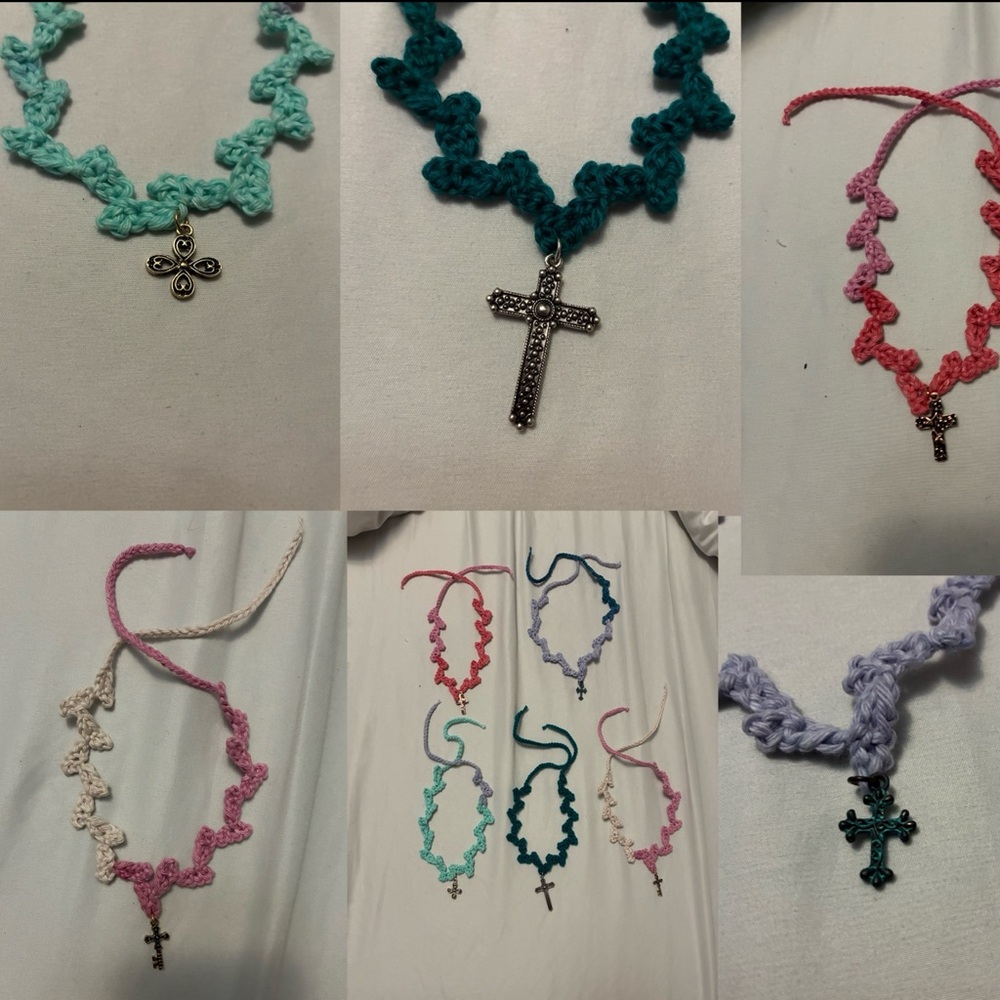 Crochet Cross Chokers Necklaces
